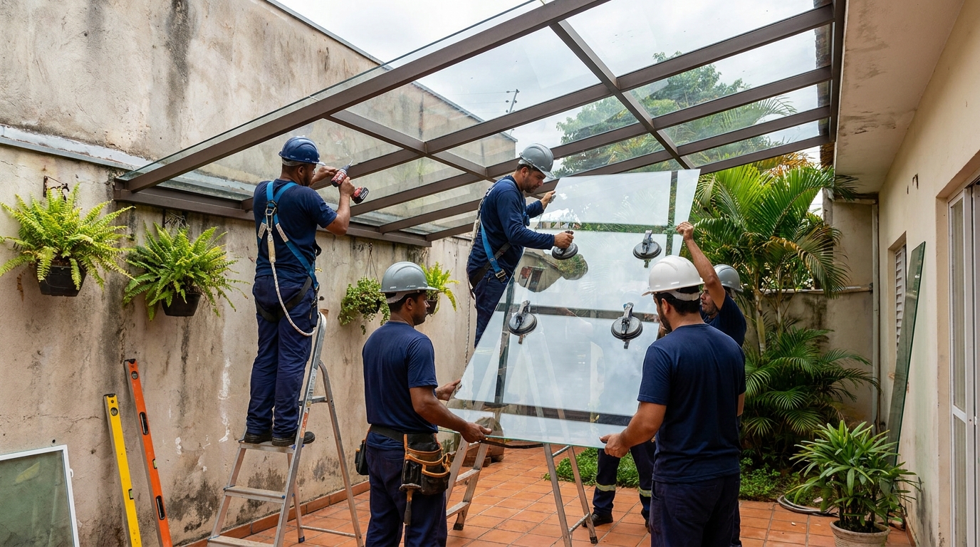 Instalação de cobertura de vidro em Campos dos Goytacazes-RJ