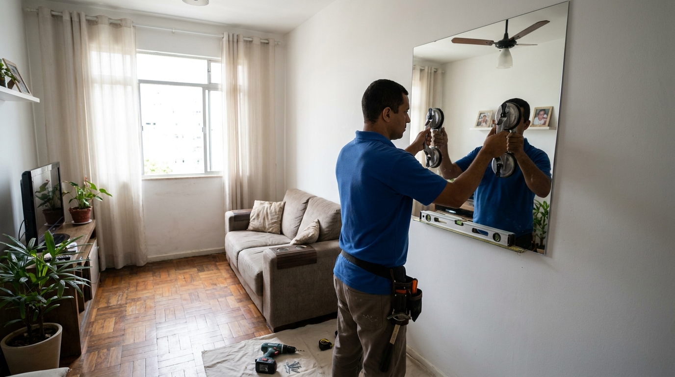 Espelho sob medida com parquet em Campos dos Goytacazes-RJ