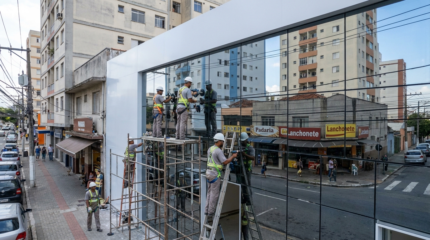 Fachada espelhada em esquina em Campos dos Goytacazes-RJ