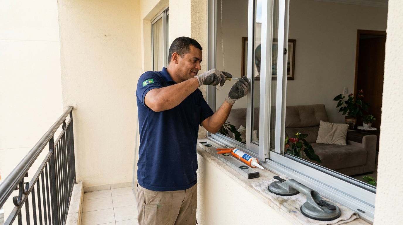 Janela com sala ao fundo em Campos dos Goytacazes-RJ